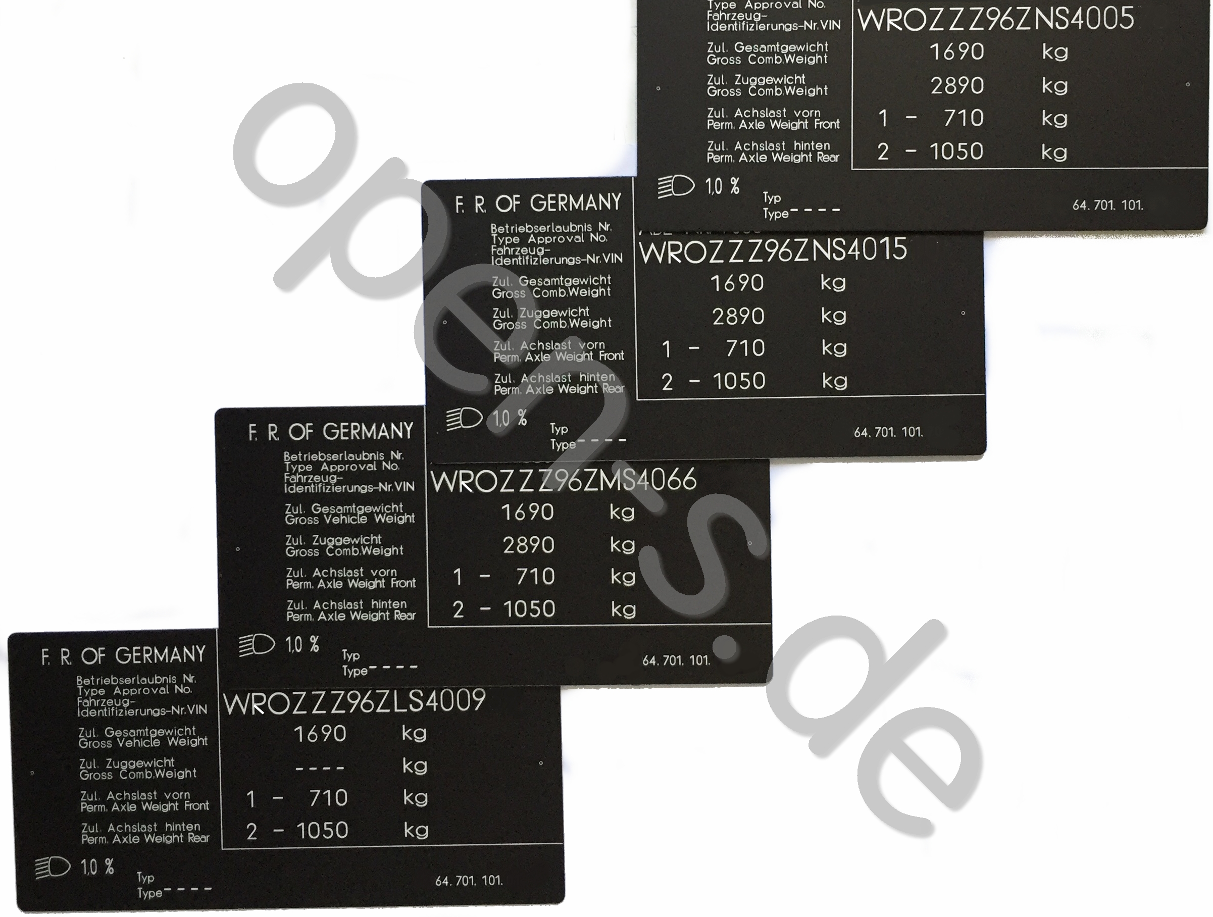 Aluminium Typenschild individuell, schwarz - 1991 bis 1994